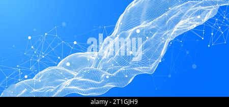 Abstract polygonal vector science background with connecting dots and lines. Stock Vector