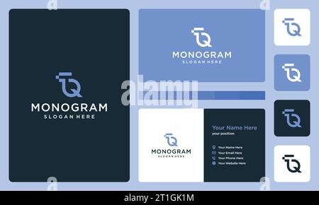 initials letter TQ monogram logo collection. business card design Stock Vector