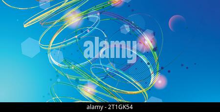 Abstract swirling colored lines. Futuristic geometric composition. Background for design works. Stock Vector