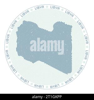 Libya shape radial arcs. Country round icon. Libya logo design poster. Elegant vector illustration. Stock Vector