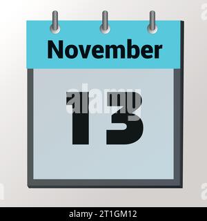 day on the calendar, vector image format, November 13 Stock Vector
