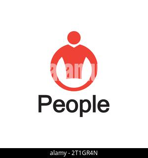 Abstract People Logo. Circle Shape with Human Icon isolated on White Background. Stock Vector