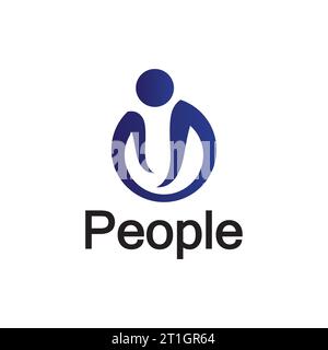 Abstract People Logo. Circle Shape with Human Icon isolated on White Background. Stock Vector