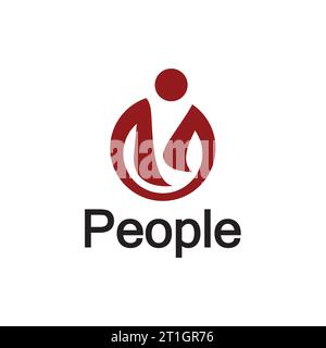 Abstract People Logo. Circle Shape with Human Icon isolated on White Background. Stock Vector