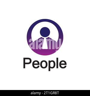 Abstract People Logo. Circle Shape with Human Icon isolated on White Background. Stock Vector