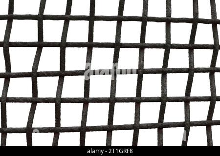 Old Aged Weathered Rusty Wire Mesh Grid Cage Fence Grating Pattern, Isolated Grungy Horizontal Large Detailed Textured Macro Closeup Grunge Rust Metal Stock Photo
