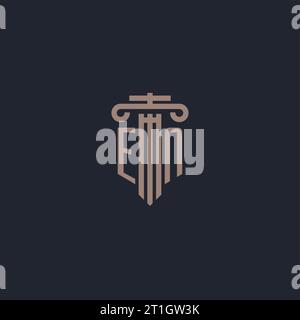 EN initial logo monogram with pillar style design for law firm and justice company Stock Vector