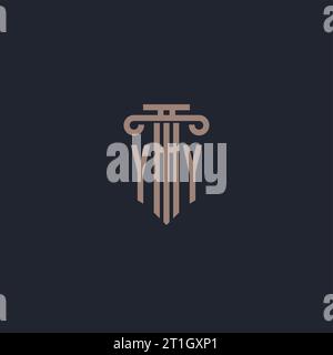 YY initial logo monogram with pillar style design for law firm and justice company Stock Vector