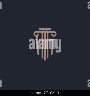 YT initial logo monogram with pillar style design for law firm and justice company Stock Vector
