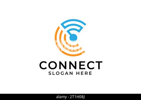 Letter C connect icon logo design template Stock Vector