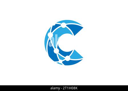 Letter C connect icon logo design template Stock Vector