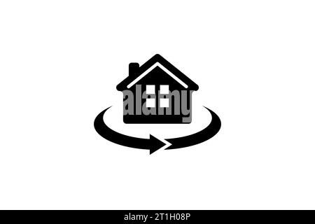 House with rotation arrow icon symbol design. 360 degree full view concept design Stock Vector