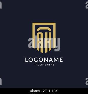 AH logo initial with geometric shield shape design style vector graphic Stock Vector