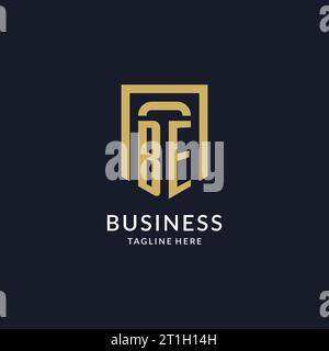 BE logo initial with geometric shield shape design style vector graphic Stock Vector