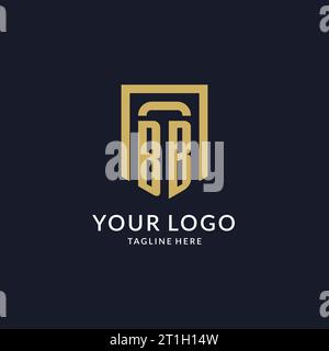 BB logo initial with geometric shield shape design style vector graphic Stock Vector