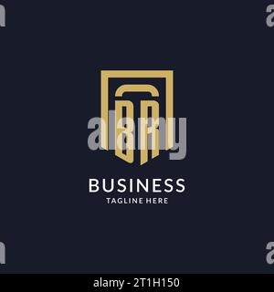 BR logo initial with geometric shield shape design style vector graphic Stock Vector
