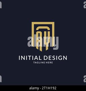 AY logo initial with geometric shield shape design style vector graphic Stock Vector