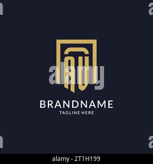 AV logo initial with geometric shield shape design style vector graphic Stock Vector