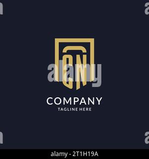 CN logo initial with shield shape design style vector graphic Stock ...
