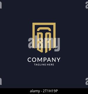 BA logo initial with geometric shield shape design style vector graphic Stock Vector