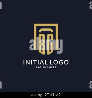 BG logo initial with geometric shield shape design style vector graphic Stock Vector
