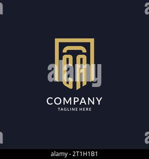 CA logo initial with geometric shield shape design style vector graphic Stock Vector