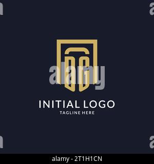 DG logo initial with geometric shield shape design style vector graphic Stock Vector