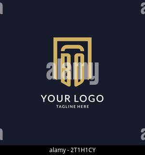 BO logo initial with geometric shield shape design style vector graphic Stock Vector