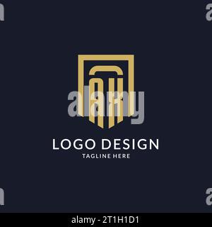 AX logo initial with geometric shield shape design style vector graphic Stock Vector
