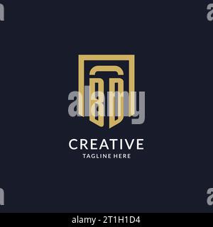 BD logo initial with geometric shield shape design style vector graphic Stock Vector