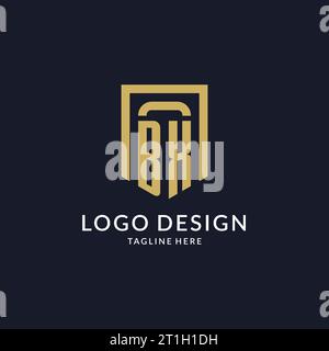 BX logo initial with geometric shield shape design style vector graphic Stock Vector