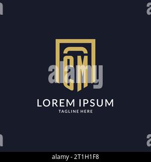 CM logo initial with geometric shield shape design style vector graphic Stock Vector