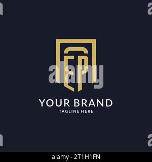 EP logo initial with geometric shield shape design style vector graphic Stock Vector