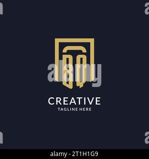 BQ logo initial with geometric shield shape design style vector graphic Stock Vector