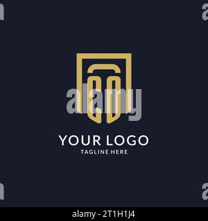 CO logo initial with geometric shield shape design style vector graphic Stock Vector