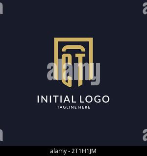 CT logo initial with shield shape design style vector graphic Stock ...
