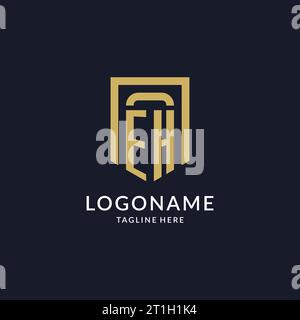 EH logo initial with geometric shield shape design style vector graphic Stock Vector
