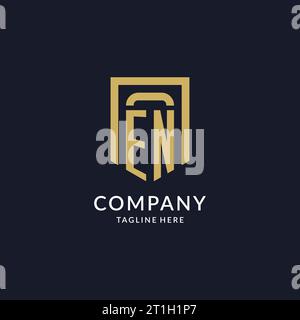 EN logo initial with geometric shield shape design style vector graphic Stock Vector