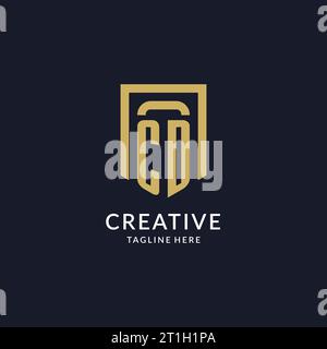 CD logo initial with geometric shield shape design style vector graphic Stock Vector