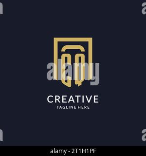 CQ logo initial with geometric shield shape design style vector graphic Stock Vector