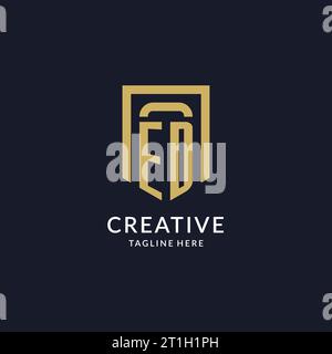 ED logo initial with geometric shield shape design style vector graphic Stock Vector