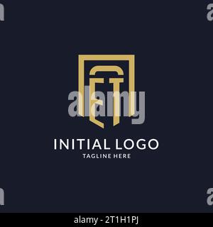 ET logo initial with geometric shield shape design style vector graphic Stock Vector
