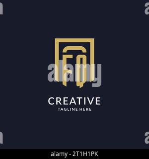 FQ logo initial with geometric shield shape design style vector graphic Stock Vector