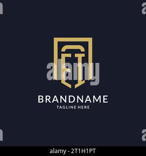 EI logo initial with geometric shield shape design style vector graphic Stock Vector