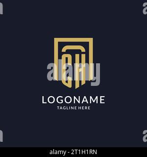 CH logo initial with geometric shield shape design style vector graphic Stock Vector