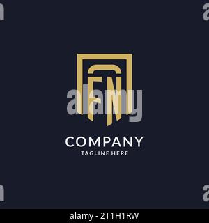 FN logo initial with geometric shield shape design style vector graphic Stock Vector