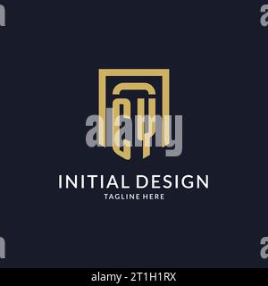 CY logo initial with geometric shield shape design style vector graphic Stock Vector