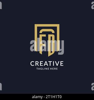 FD logo initial with geometric shield shape design style vector graphic Stock Vector