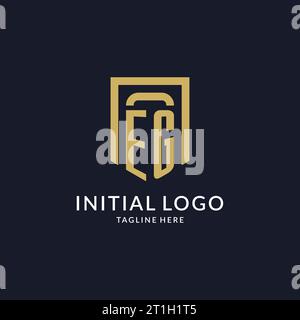 EG logo initial with geometric shield shape design style vector graphic Stock Vector