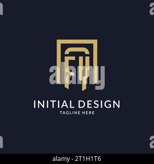 FY logo initial with geometric shield shape design style vector graphic Stock Vector